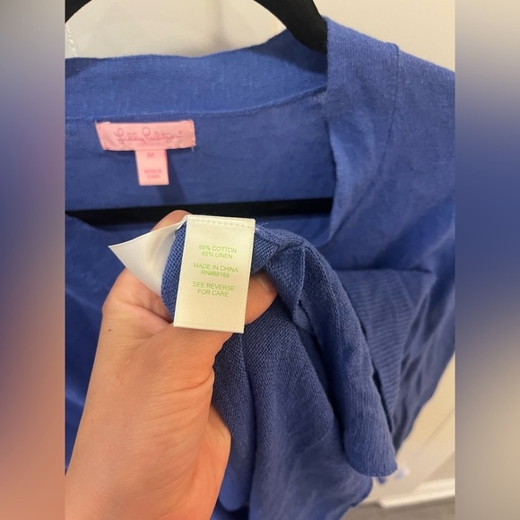 Lilly Pulitzer Blaine Tunic Sweater in Bekon Blue Linen / Cotton Blend Medium - Picture 6 of 9